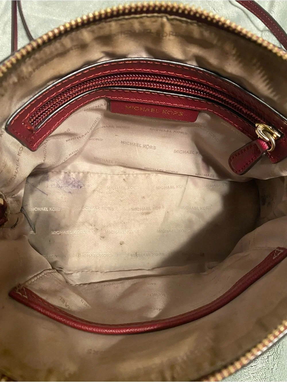 Michael Kors Wine Red Crossbody with Gold Chain